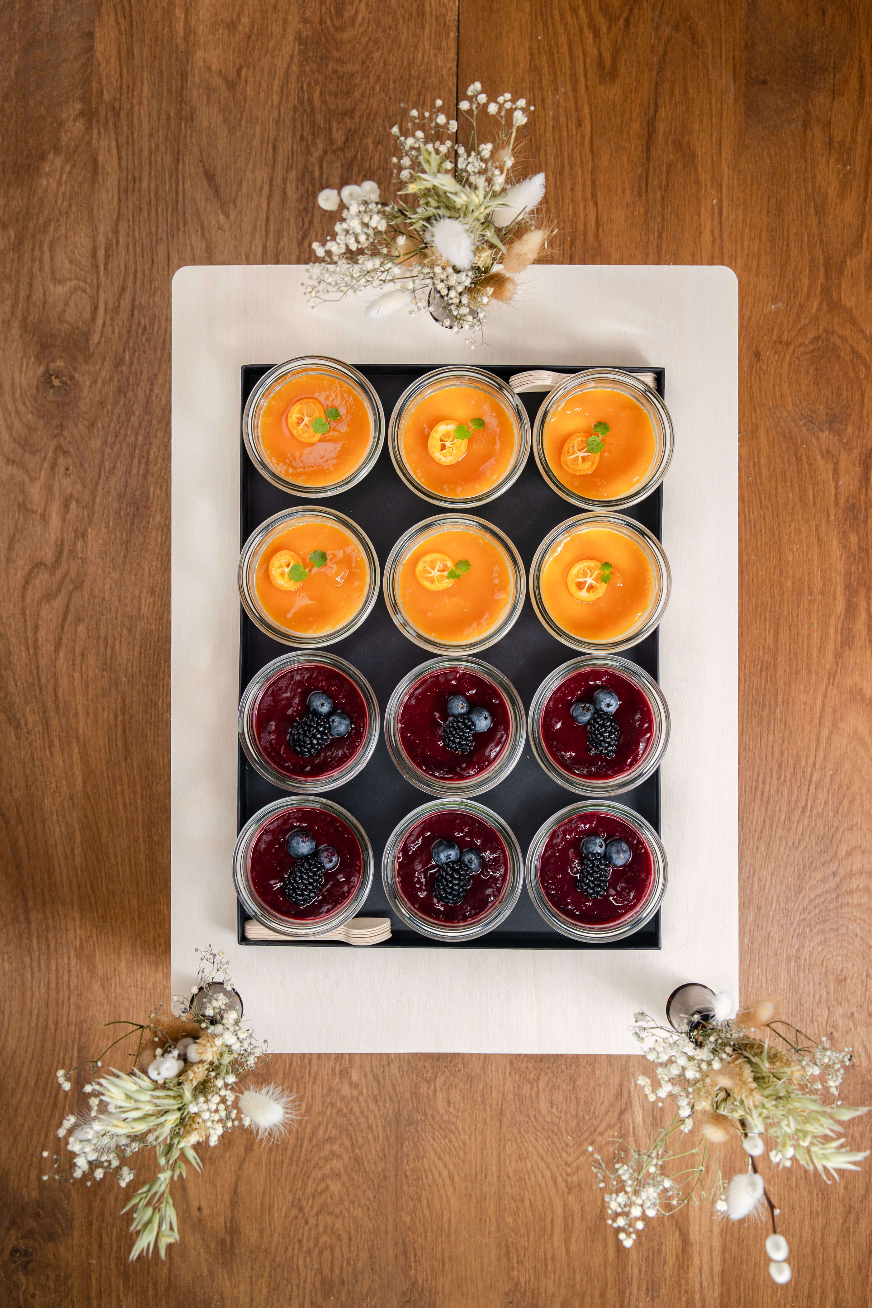 Panna Cotta Oranges Sanguines Fruits Noirs