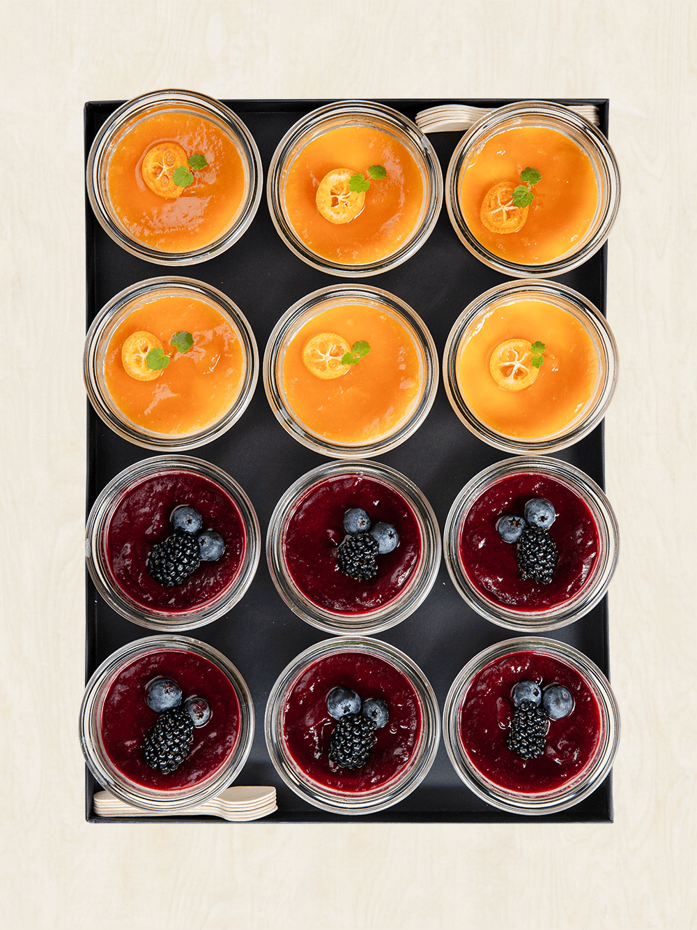 Panna Cotta Oranges Sanguines Fruits Noirs